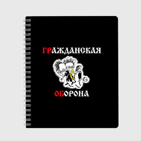 Тетрадь с принтом Гр Об+Поганая молодежь (спина) в Курске, 100% бумага | 48 листов, плотность листов — 60 г/м2, плотность картонной обложки — 250 г/м2. Листы скреплены сбоку удобной пружинной спиралью. Уголки страниц и обложки скругленные. Цвет линий — светло-серый
 | punk | punks not dead | гр.об. | гражданская оборона | гроб | егор летов | панки | поганая молодежь | хой