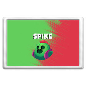 Магнит 45*70 с принтом BRAWL STARS SPIKE в Курске, Пластик | Размер: 78*52 мм; Размер печати: 70*45 | android | brawl stars | colt | crow | games | leon | penny | poco. | shelly | spike | wanted | брав | бравл старс | звезды | игры | мобильные игры | старс