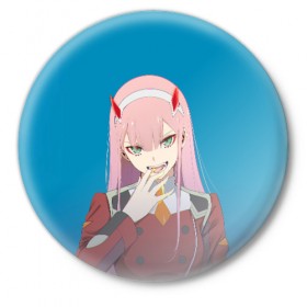 Значок с принтом Darling In The Franxx в Курске,  металл | круглая форма, металлическая застежка в виде булавки | 02 | anime | darling in the franxx | hiro | manga | zero two | аниме | ахегао | любимый во франксе | манга | милый во франксе | ноль два | хиро