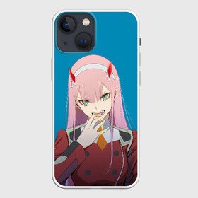 Чехол для iPhone 13 mini с принтом Darliing on blue в Курске,  |  | 02 | anime | darling in the franxx | hiro | manga | zero two | аниме | ахегао | любимый во франксе | манга | милый во франксе | ноль два | хиро