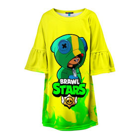 Детское платье 3D с принтом Brawl Stars LEON в Курске, 100% полиэстер | прямой силуэт, чуть расширенный к низу. Круглая горловина, на рукавах — воланы | brawl | brawl stars | crow | leon | stars | бравл | бравл старс | браво старс | игра | компьютерная | кров | леон | онлайн | старс