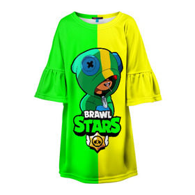 Детское платье 3D с принтом Brawl Stars LEON в Курске, 100% полиэстер | прямой силуэт, чуть расширенный к низу. Круглая горловина, на рукавах — воланы | brawl | brawl stars | crow | leon | stars | бравл | бравл старс | браво старс | игра | компьютерная | кров | леон | онлайн | старс