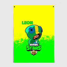 Постер с принтом Brawl Stars LEON в Курске, 100% бумага
 | бумага, плотность 150 мг. Матовая, но за счет высокого коэффициента гладкости имеет небольшой блеск и дает на свету блики, но в отличии от глянцевой бумаги не покрыта лаком | brawl | brawl stars | crow | leon | stars | бравл | бравл старс | браво старс | игра | компьютерная | кров | леон | онлайн | старс