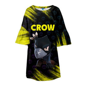 Детское платье 3D с принтом Brawl Stars CROW в Курске, 100% полиэстер | прямой силуэт, чуть расширенный к низу. Круглая горловина, на рукавах — воланы | brawl | brawl stars | crow | leon | stars | бравл | бравл старс | браво старс | игра | компьютерная | кров | леон | онлайн | старс