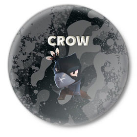 Значок с принтом Brawl Stars CROW в Курске,  металл | круглая форма, металлическая застежка в виде булавки | brawl | brawl stars | crow | leon | stars | бравл | бравл старс | браво старс | игра | компьютерная | кров | леон | онлайн | старс