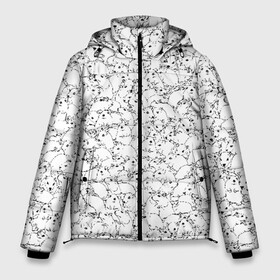Мужская зимняя куртка 3D с принтом Белые мыши в Курске, верх — 100% полиэстер; подкладка — 100% полиэстер; утеплитель — 100% полиэстер | длина ниже бедра, свободный силуэт Оверсайз. Есть воротник-стойка, отстегивающийся капюшон и ветрозащитная планка. 

Боковые карманы с листочкой на кнопках и внутренний карман на молнии. | Тематика изображения на принте: белый | грызуны | крыса | мышка | мышь | петтерн | стая | толпа