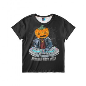 Детская футболка 3D с принтом Halloween party в Курске, 100% гипоаллергенный полиэфир | прямой крой, круглый вырез горловины, длина до линии бедер, чуть спущенное плечо, ткань немного тянется | diy | ghost | halloween | horror | makeup | scary | skull clown | trick or treat | вампир | ведьма | кошка | луна | магия | ночь | тыква | хэллоуин