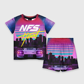 Детский костюм с шортами 3D с принтом Need For Speed Heat в Курске,  |  | need for speed | need for speed heat | nfs | nfs heat | outrun | retrowave | synth | synthwave