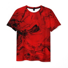 Мужская футболка 3D с принтом Пятна алых красок в Курске, 100% полиэфир | прямой крой, круглый вырез горловины, длина до линии бедер | 