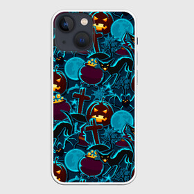 Чехол для iPhone 13 mini Хэллоуин: в Курске,  |  | halloween | horror | кладбище | кресты | луна | пятница 13 | страшилки | страшно | тыква | тыквы | ужасы | хоррор | хэллоуин