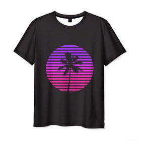 Мужская футболка 3D с принтом Hotline Maiami в Курске, 100% полиэфир | прямой крой, круглый вырез горловины, длина до линии бедер | 80 | cyber | game | hotline | hotlinemiami | maiami | music | outrun | retro | retrowave | synth | synthwave | игра | кибер | луна | ночь | ретро