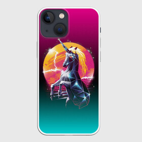 Чехол для iPhone 13 mini с принтом РЕТРО ЕДИНОРОГ НЕОН в Курске,  |  | hotline miami | neon | outrun | outrun electro | retro | retrowave | synth | synthwave | неон | ретро | хотлайн майами