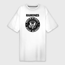 Платье-футболка хлопок с принтом Ramones в Курске,  |  | ramone | ramones | группа | джонни | джоуи | ди ди томми | марки | панк | поп | раманес | раманэс | рамон | рамонес | рамонэс | рамоун | рамоунз | рамоунс | рок | хард | хардрок