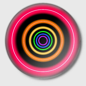 Значок с принтом Neon в Курске,  металл | круглая форма, металлическая застежка в виде булавки | neon | абстрактно | абстрактный | абстракция | кругами | круги | круглая | круглый | круглыми | кружки | крушки | неон | неонка | неоновые | неоновый | светящийся | яркий