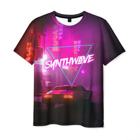 Мужская футболка 3D с принтом SYNTHWAVE / RETROWAVE в Курске, 100% полиэфир | прямой крой, круглый вырез горловины, длина до линии бедер | hotline miami | neon | new retro wave | outrun | outrun electro | retro | retrowave | synth | synthwave | неон | ретро | хотлайн майами
