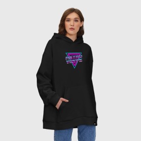 Худи SuperOversize хлопок с принтом RETROWAVE в Курске, 70% хлопок, 30% полиэстер, мягкий начес внутри | карман-кенгуру, эластичная резинка на манжетах и по нижней кромке, двухслойный капюшон
 | hotline miami | neon | new retro wave | outrun | outrun electro | retro | retrowave | synth | synthwave | неон | ретро | хотлайн майами