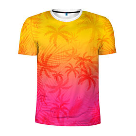 Мужская футболка 3D спортивная с принтом РЕТРО ПАЛЬМЫ в Курске, 100% полиэстер с улучшенными характеристиками | приталенный силуэт, круглая горловина, широкие плечи, сужается к линии бедра | Тематика изображения на принте: hotline miami | neon | new retro wave | outrun | outrun electro | paints | palmen | rainbow | retro | retrowave | summer | synth | synthwave | tropical | брызги | брызги красок | звёзды | космос | краски | лето | неон | пальмы | радуга | 