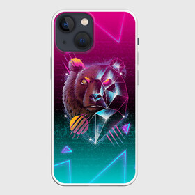 Чехол для iPhone 13 mini с принтом RETRO CYBER BEAR NEON в Курске,  |  | hotline miami | neon | new retro wave | outrun | outrun electro | retro | retrowave | synth | synthwave | медведь | неон | ретро | хотлайн майами