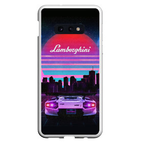 Чехол для Samsung S10E с принтом Lamborghini overdrive в Курске, Силикон | Область печати: задняя сторона чехла, без боковых панелей | 80х | 90х | hotlinemimai | outrun | retrowave | synth | synthwave | гонки | дискотека | драйв | ламборгини | ламборджини | неоновые | ретро | светящиеся | скорость