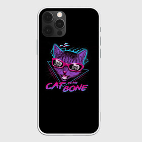 Чехол для iPhone 12 Pro с принтом Cat To The Bone в Курске, силикон | область печати: задняя сторона чехла, без боковых панелей | 80 | bone | bones | cat | cyber | game | hotline | hotlinemiami | maiami | music | outrun | retro | retrowave | skull | synth | synthwave | игра | кибер | кот | кошка | ретро | череп