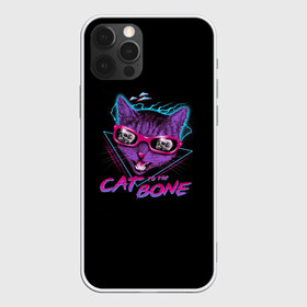 Чехол для iPhone 12 Pro Max с принтом Cat To The Bone в Курске, Силикон |  | Тематика изображения на принте: 80 | bone | bones | cat | cyber | game | hotline | hotlinemiami | maiami | music | outrun | retro | retrowave | skull | synth | synthwave | игра | кибер | кот | кошка | ретро | череп