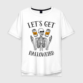 Мужская футболка хлопок Oversize с принтом Хэллоуин в Курске, 100% хлопок | свободный крой, круглый ворот, “спинка” длиннее передней части | halloween | приколы | скелет | ужасы | хеллоуин | хэллоуин | череп