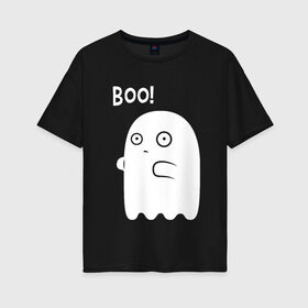 Женская футболка хлопок Oversize с принтом Хэллоуин в Курске, 100% хлопок | свободный крой, круглый ворот, спущенный рукав, длина до линии бедер
 | halloween | привидение | приколы | ужасы | хеллоуин | хэллоуин