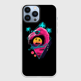 Чехол для iPhone 13 Pro Max с принтом Flamingo в Курске,  |  | 80 | cyber | flamingo | game | hotline | maiami | music | outrun | retro | retrowave | synth | synthwave | игра | кибер | ретро | фламинго