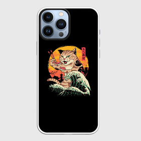 Чехол для iPhone 13 Pro Max с принтом Neko Sushi Wave в Курске,  |  | Тематика изображения на принте: 80 | cyber | game | hotline | hotlinemiami | maiami | music | neko | outrun | retro | retrowave | sushi | synth | synthwave | волна | игра | кибер | неко | ретро | суши