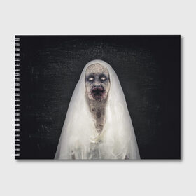 Альбом для рисования с принтом Страшный призрак в Курске, 100% бумага
 | матовая бумага, плотность 200 мг. | halloween | horror | бабка | приведение | призрак | пятница 13 | страшилки | страшная бабка | страшно | ужасы | хоррор | хэллоуин