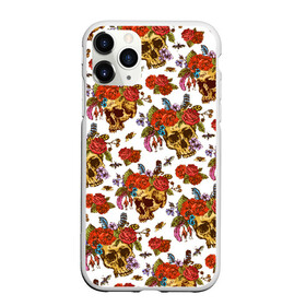 Чехол для iPhone 11 Pro матовый с принтом Skulls and Roses в Курске, Силикон |  | flowers | halloween | rose | skull | tattoo | жуки | насекомые | роза | тату | татуировка | хеллоуин | хэллоуин | цветок | цветы | череп