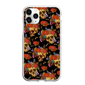 Чехол для iPhone 11 Pro Max матовый с принтом Skulls and Roses в Курске, Силикон |  | flowers | halloween | rose | skull | tattoo | жуки | насекомые | роза | тату | татуировка | хеллоуин | хэллоуин | цветок | цветы | череп