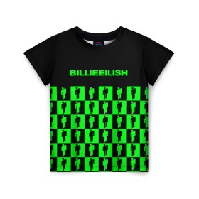 Детская футболка 3D с принтом BILLIE EILISH в Курске, 100% гипоаллергенный полиэфир | прямой крой, круглый вырез горловины, длина до линии бедер, чуть спущенное плечо, ткань немного тянется | be | billie | billie eilish | blohsh | ghoul | билли | билли айлиш
