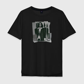 Мужская футболка хлопок Oversize с принтом Lizer (Не ангел) в Курске, 100% хлопок | свободный крой, круглый ворот, “спинка” длиннее передней части | Тематика изображения на принте: lizer | лизер | не ангел | реп | рэп
