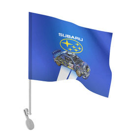 Флаг для автомобиля с принтом Subaru в Курске, 100% полиэстер | Размер: 30*21 см | sti | subaru | subaru impreza | subaru impreza wrx sti | subaru sti | субару | субару импреза