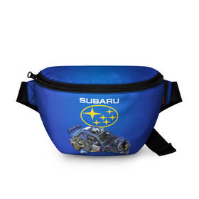 Поясная сумка 3D с принтом Subaru в Курске, 100% полиэстер | плотная ткань, ремень с регулируемой длиной, внутри несколько карманов для мелочей, основное отделение и карман с обратной стороны сумки застегиваются на молнию | sti | subaru | subaru impreza | subaru impreza wrx sti | subaru sti | субару | субару импреза