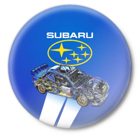 Значок с принтом Subaru в Курске,  металл | круглая форма, металлическая застежка в виде булавки | Тематика изображения на принте: sti | subaru | subaru impreza | subaru impreza wrx sti | subaru sti | субару | субару импреза