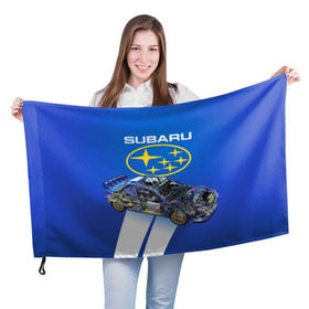 Флаг 3D с принтом Subaru в Курске, 100% полиэстер | плотность ткани — 95 г/м2, размер — 67 х 109 см. Принт наносится с одной стороны | sti | subaru | subaru impreza | subaru impreza wrx sti | subaru sti | субару | субару импреза