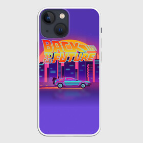 Чехол для iPhone 13 mini с принтом Назад в будущее в Курске,  |  | back to the future | delorean | dmc | hotlinemimai | outrun | retrowave | synth | synthwave | делориан | мода | неоновые | ретро | светящиеся | стиль | фантастика | фильм