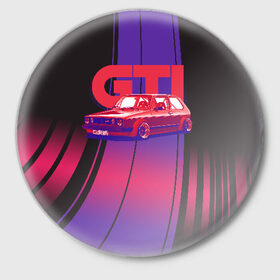 Значок с принтом Golf GTI в Курске,  металл | круглая форма, металлическая застежка в виде булавки | Тематика изображения на принте: golf | golf gti | volkswagen | вольксваген | фолькс ваген | фольксваген