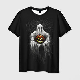 Мужская футболка 3D с принтом Halloween в Курске, 100% полиэфир | прямой крой, круглый вырез горловины, длина до линии бедер | Тематика изображения на принте: 19 | 2019 | cat | ghost | halloween | ведьма | динозавр | кости | кошка | ночь | паук | приведение | призрак | скелет | тыква | тьма | ужас | хелловин | хеллоувин | хэллоуин | череп