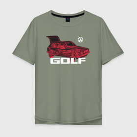 Мужская футболка хлопок Oversize с принтом Golf  в Курске, 100% хлопок | свободный крой, круглый ворот, “спинка” длиннее передней части | golf | golf gti | volkswagen | вольксваген | фолькс ваген | фольксваген