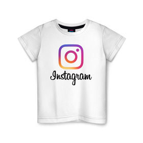 Детская футболка хлопок с принтом Instagram в Курске, 100% хлопок | круглый вырез горловины, полуприлегающий силуэт, длина до линии бедер | Тематика изображения на принте: application | instagram | инстаграм | приложение