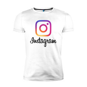 Мужская футболка премиум с принтом Instagram в Курске, 92% хлопок, 8% лайкра | приталенный силуэт, круглый вырез ворота, длина до линии бедра, короткий рукав | application | instagram | инстаграм | приложение