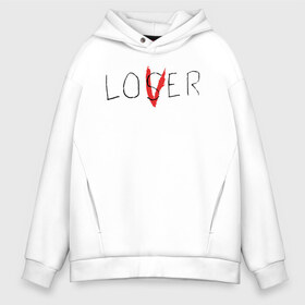 Мужское худи Oversize хлопок с принтом Lover в Курске, френч-терри — 70% хлопок, 30% полиэстер. Мягкий теплый начес внутри —100% хлопок | боковые карманы, эластичные манжеты и нижняя кромка, капюшон на магнитной кнопке | Тематика изображения на принте: clown | derry | it 2 | it: chapter two | loser | lover | pennywise | stephen king | warner brothers | ворнер бразерс | дерри | клоун | оно 2 | пеннивайз | стивен кинг