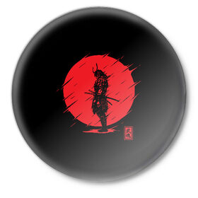 Значок с принтом Samurai в Курске,  металл | круглая форма, металлическая застежка в виде булавки | ahegao | anime | blood | japan | samurai | senpai | warior | аниме | ахегао | воин | катана | кровавая | кровавый | кровь | луна | самураи | самурай | семпай | сенпай | солнце | япония