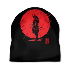 Шапка 3D с принтом Samurai в Курске, 100% полиэстер | универсальный размер, печать по всей поверхности изделия | ahegao | anime | blood | japan | samurai | senpai | warior | аниме | ахегао | воин | катана | кровавая | кровавый | кровь | луна | самураи | самурай | семпай | сенпай | солнце | япония