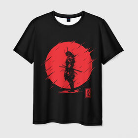 Мужская футболка 3D с принтом Samurai в Курске, 100% полиэфир | прямой крой, круглый вырез горловины, длина до линии бедер | Тематика изображения на принте: ahegao | anime | blood | japan | samurai | senpai | warior | аниме | ахегао | воин | катана | кровавая | кровавый | кровь | луна | самураи | самурай | семпай | сенпай | солнце | япония