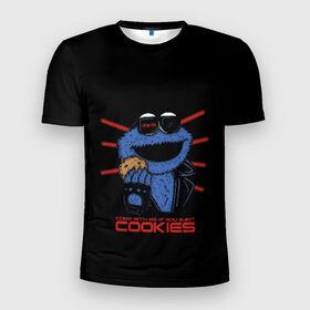Мужская футболка 3D спортивная с принтом Come with me if you want в Курске, 100% полиэстер с улучшенными характеристиками | приталенный силуэт, круглая горловина, широкие плечи, сужается к линии бедра | cookie | cookiemonster | delicious | eat | monster | yummy | еда | коржик | куки | кукимонстр | монстр | печенье | сладости | улица | улицасезам