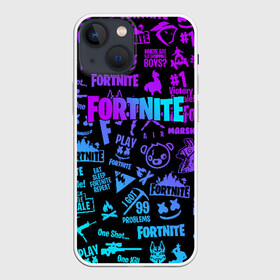 Чехол для iPhone 13 mini с принтом FORTNITE x MARSHMELLO NEON | НЕОН в Курске,  |  | fortnite | fortnite x | marshmello | маршмелло | фортнайт